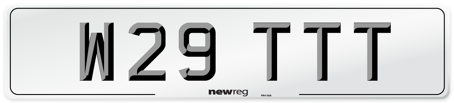 W29 TTT Number Plate from New Reg